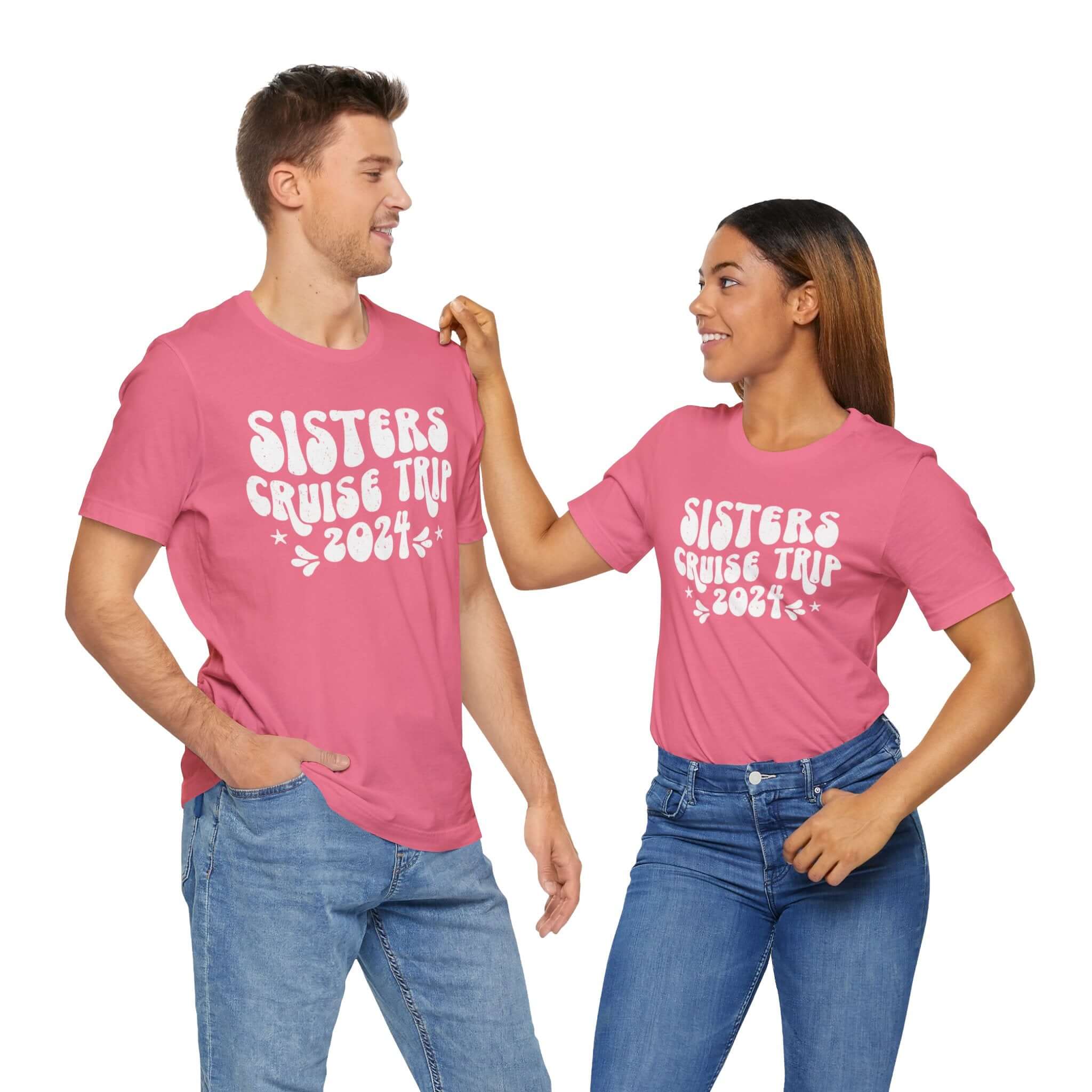 Sisters Cruise 2024 T-Shirt, Groovy Cruise Shirt, Family Travel, Personalized Tee | Family, Friends & Group Travel Apparel & Accessories | Travel Lifestyle Store | FrappeToGo