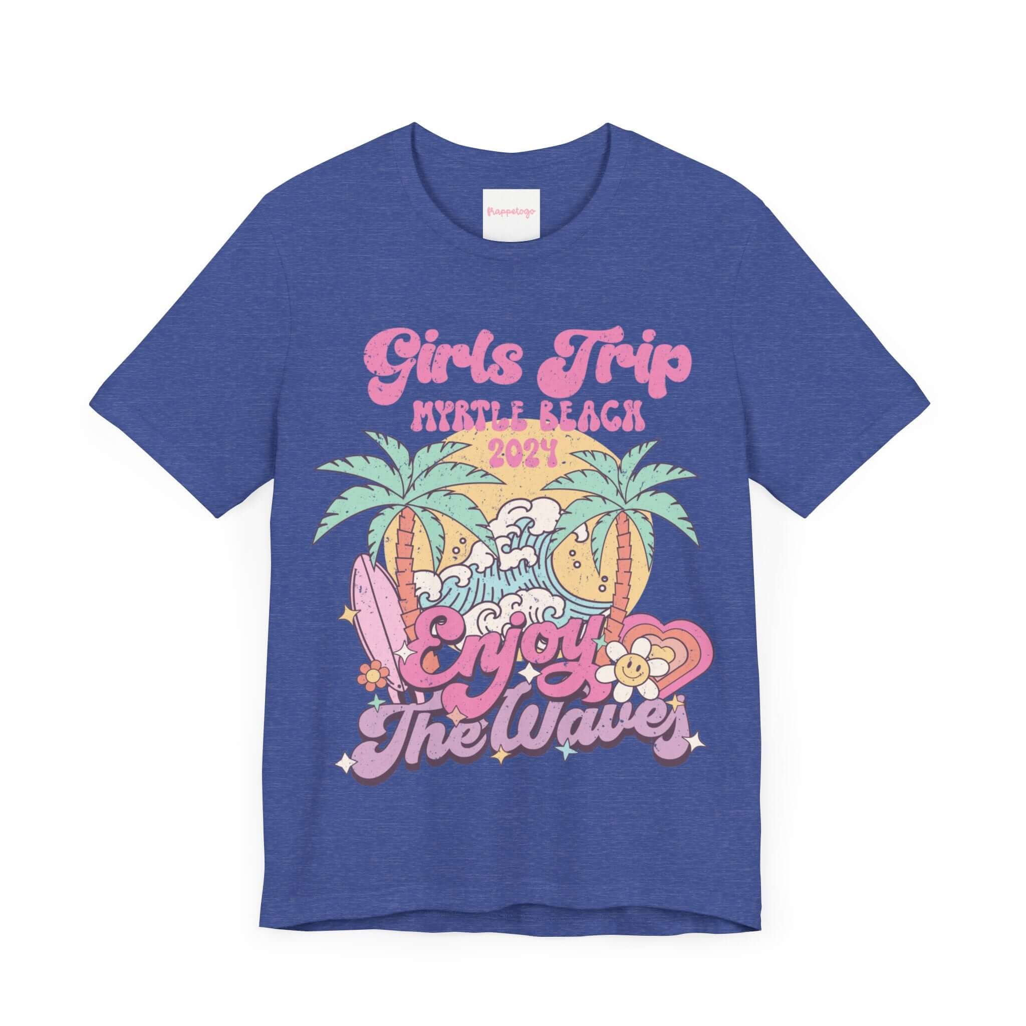 Girls Trip Myrtle Beach 2024 T-Shirt, Beach Vacation Groovy Shirt, Retro Summer, Personalized Tee | Family, Friends & Group Travel Apparel & Accessories | Travel Lifestyle Store | FrappeToGo