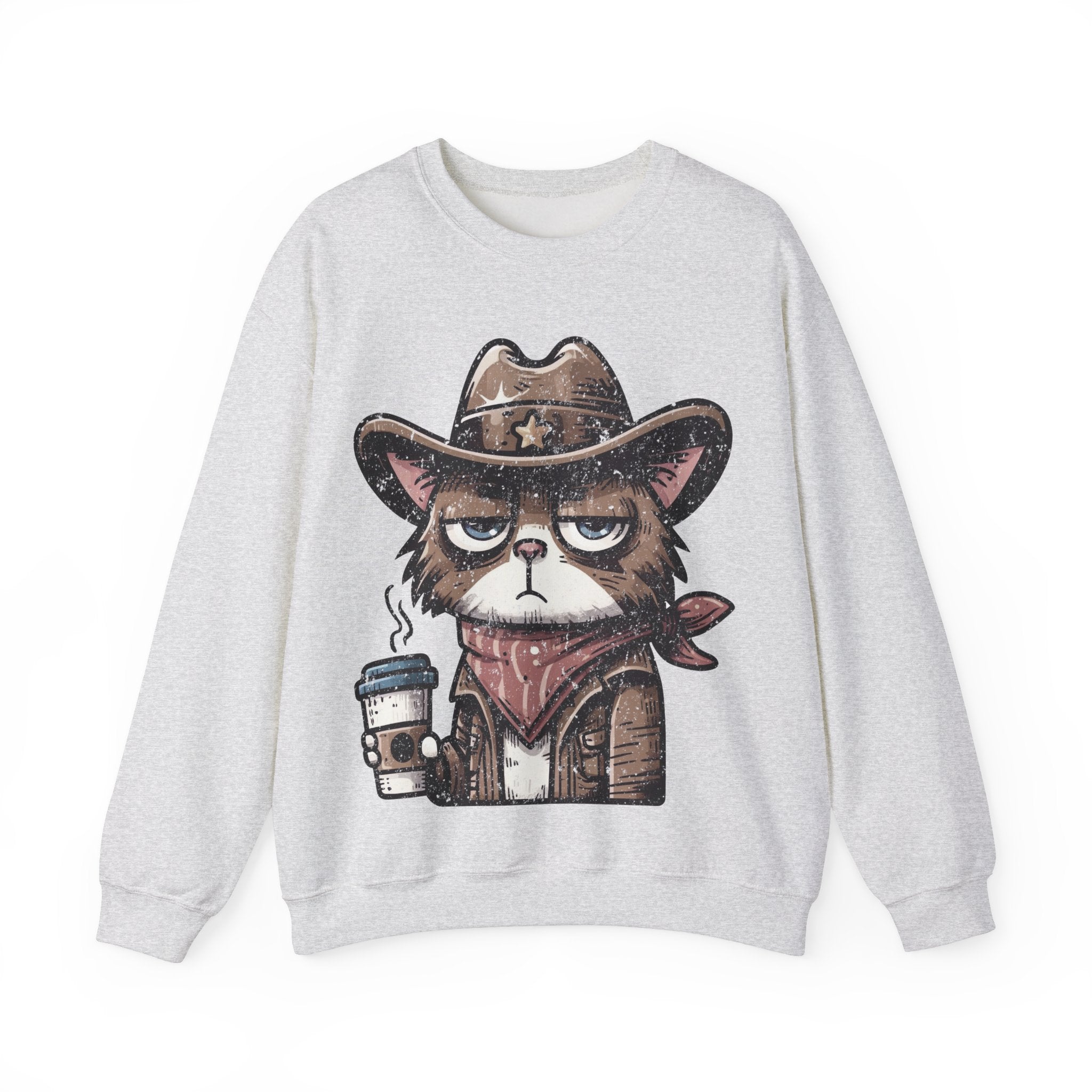 Cowboy Cat Sweatshirt, Funny Western Sweatshirt, Cute Road Trip Graphic Sweater, Grumpy Cat | Family, Friends & Group Travel Apparel & Accessories | Travel Lifestyle Store | FrappeToGo