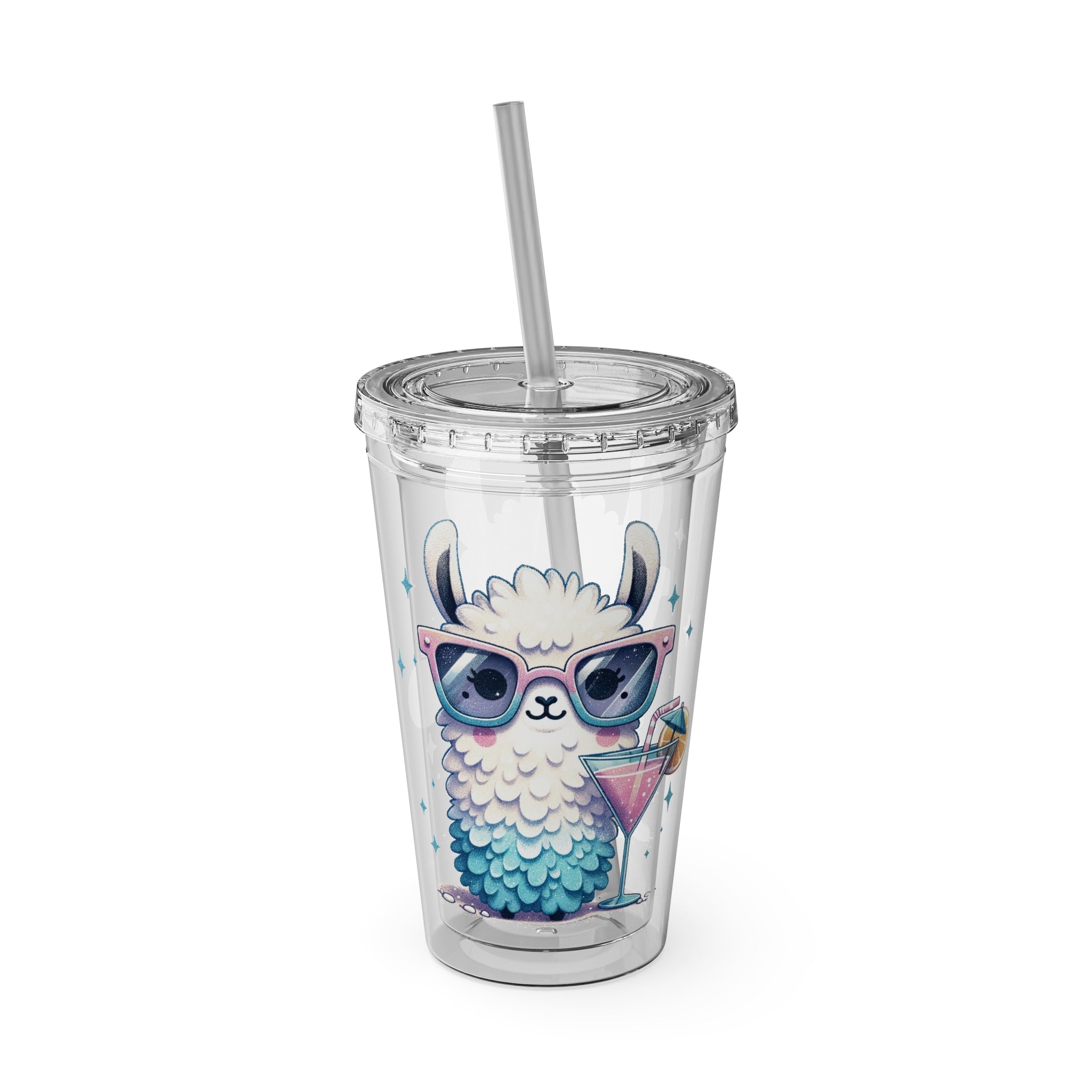 Cocktail Party Plastic Tumbler, Funny Alpaca Tumbler, Cute Llama Tumbler with Straw | Family, Friends & Group Travel Apparel & Accessories | Travel Lifestyle Store | FrappeToGo