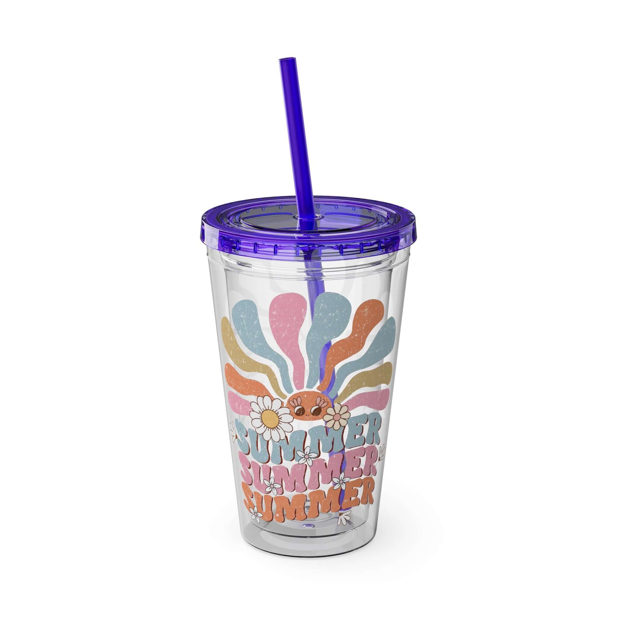 Summer Groovy Plastic Tumbler, Groovy Vibes Summer Vacation Tumbler with Straw | Family, Friends & Group Travel Apparel & Accessories | Travel Lifestyle Store | FrappeToGo