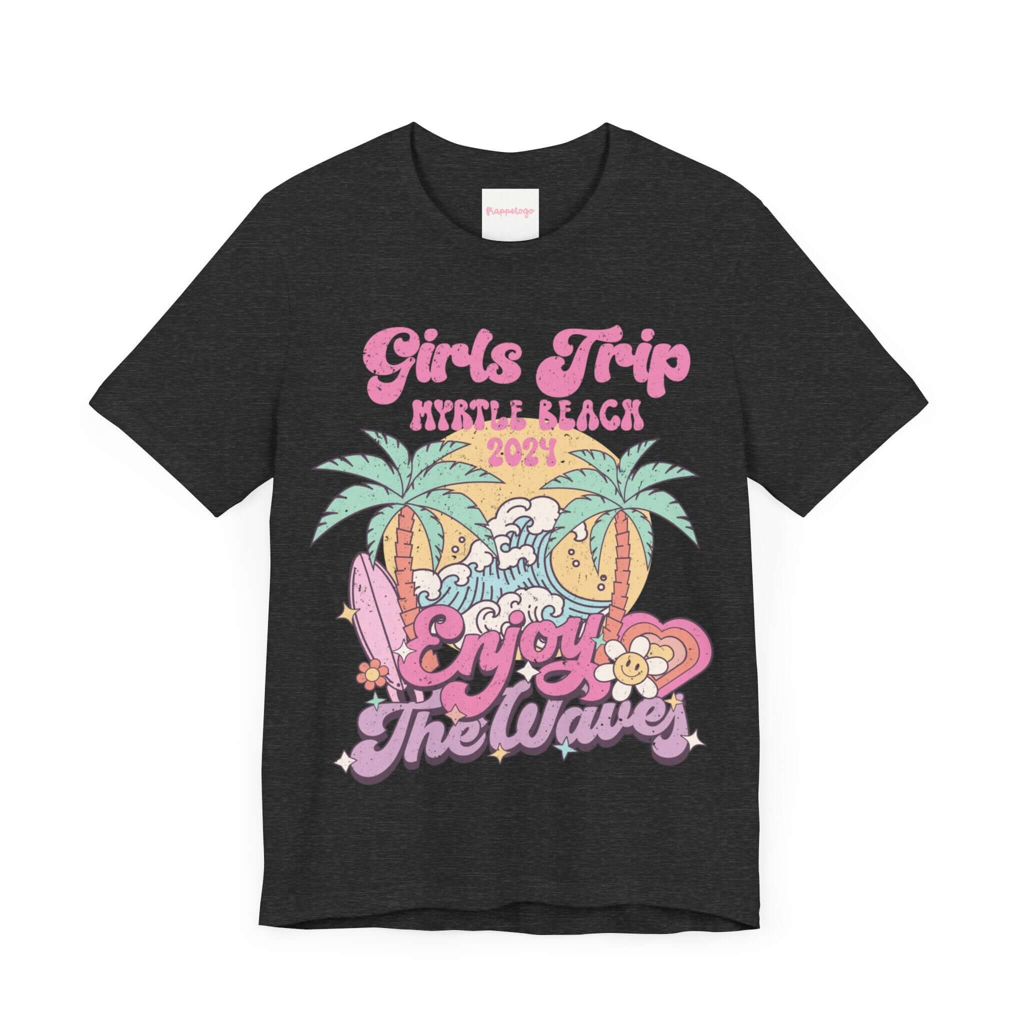 Girls Trip Myrtle Beach 2024 T-Shirt, Beach Vacation Groovy Shirt, Retro Summer, Personalized Tee | Family, Friends & Group Travel Apparel & Accessories | Travel Lifestyle Store | FrappeToGo