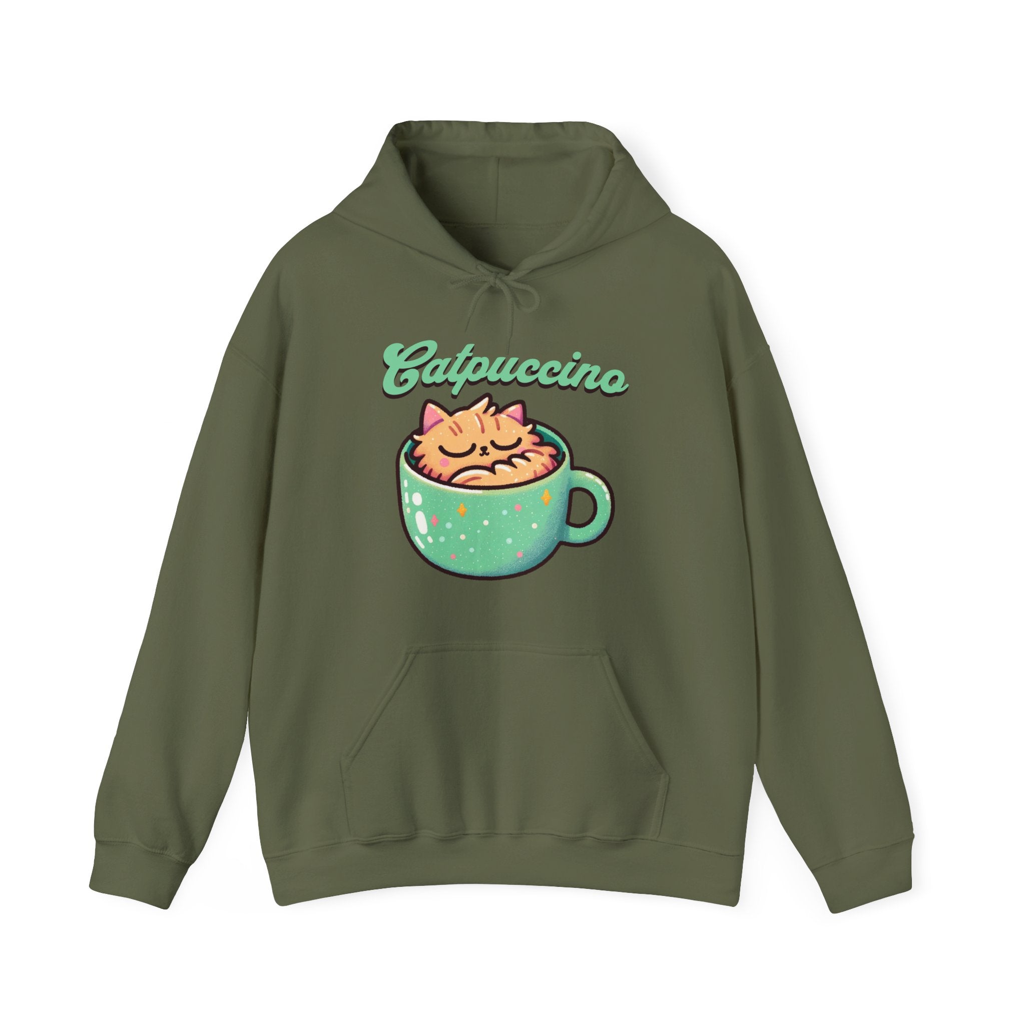 Cat and Cappuccino Lover Hoodie, Catpuccino Funny Hooded Sweatshirt | Family, Friends & Group Travel Apparel & Accessories | Travel Lifestyle Store | FrappeToGo