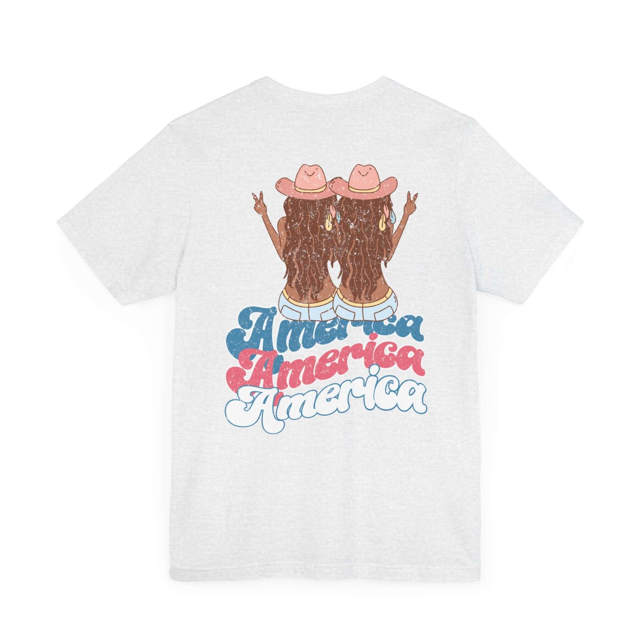 America Bestie Road Trip T-Shirt, Nashville Tennessee USA Vacation, Mother Daughter, Girls Trip, Cowgirls Retro Groovy Front & Back Shirt, Personalized, Brunette | Family, Friends & Group Travel Apparel & Accessories | Travel Lifestyle Store | FrappeToGo