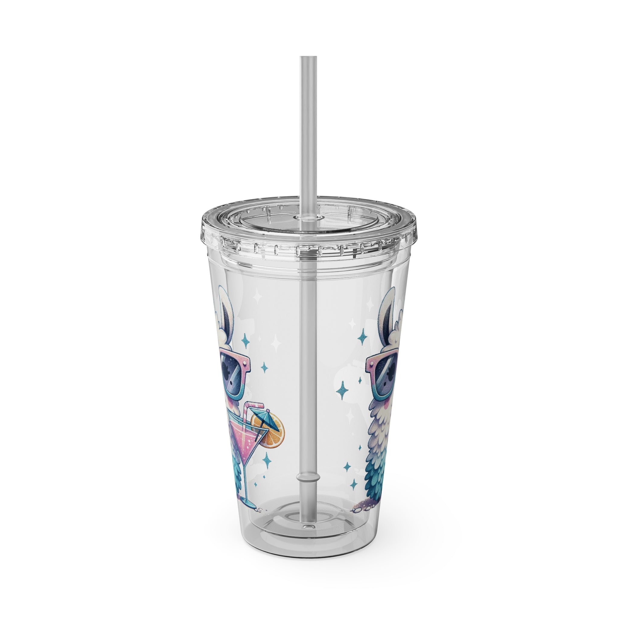 Cocktail Party Plastic Tumbler, Funny Alpaca Tumbler, Cute Llama Tumbler with Straw | Family, Friends & Group Travel Apparel & Accessories | Travel Lifestyle Store | FrappeToGo