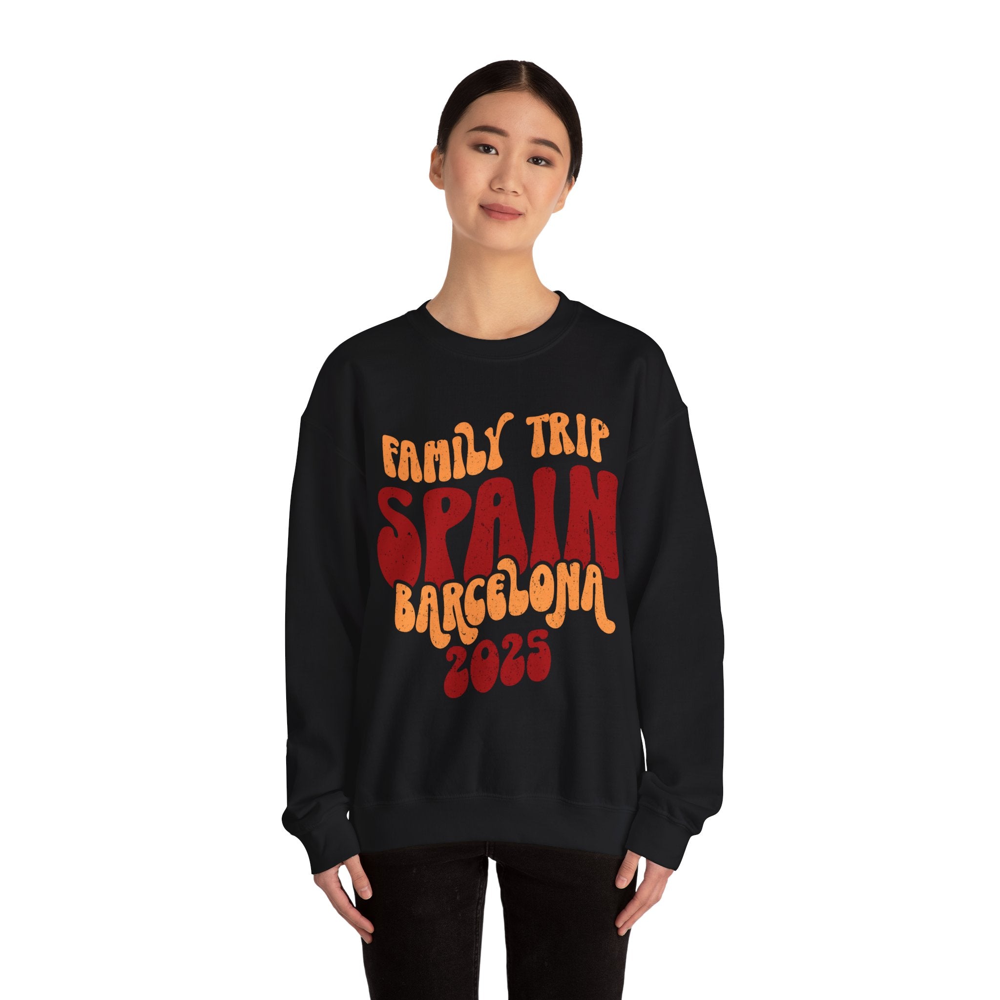 Family Trip Spain Barcelona 2025 Sweatshirt, Group Travel Sweater, Retro Travel T-Shirt Sweatshirt | Family, Friends & Group Travel Apparel & Accessories | Travel Lifestyle Store | FrappeToGo