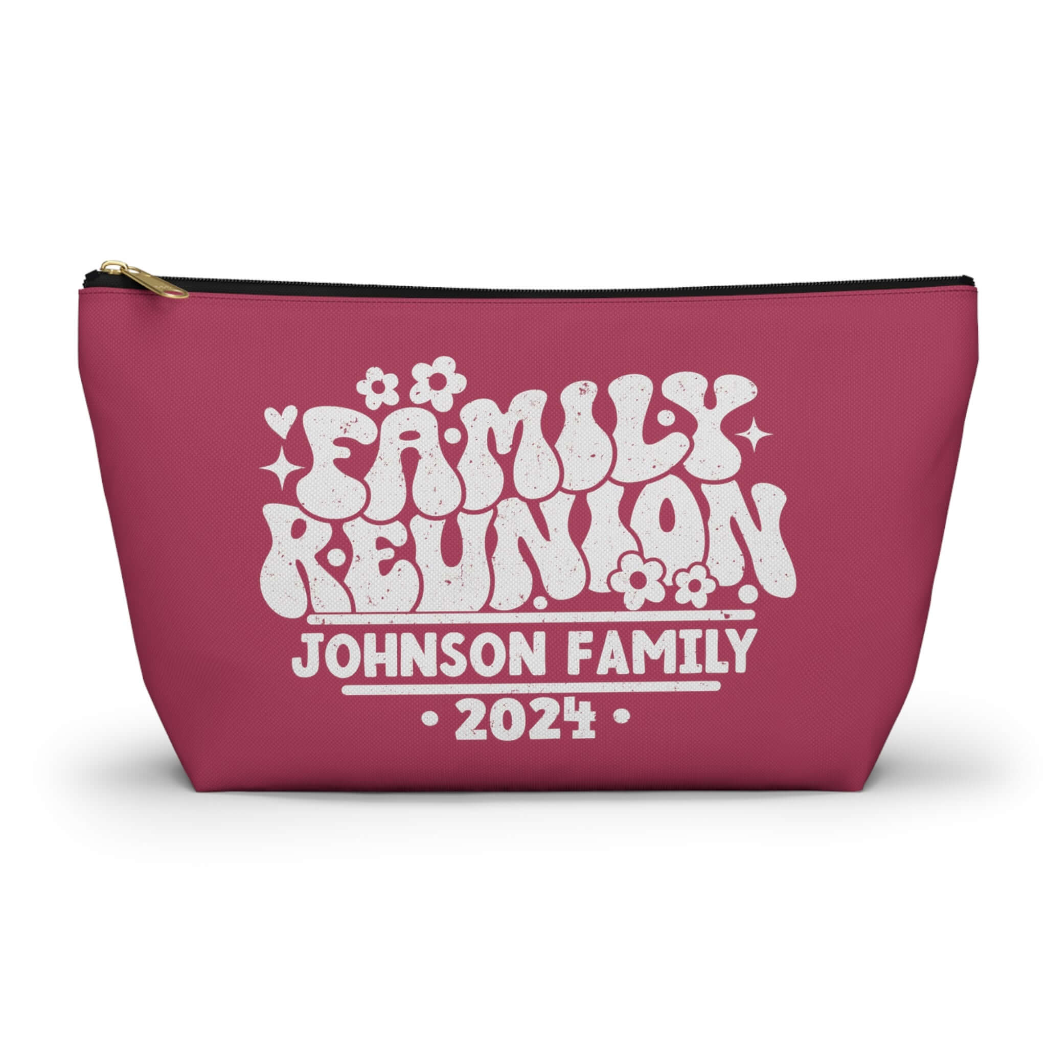 Family Reunion 2024 Travel Pouch, Family Get Together Groovy Pouch, Personalized, Red | Family, Friends & Group Travel Apparel & Accessories | Travel Lifestyle Store | FrappeToGo