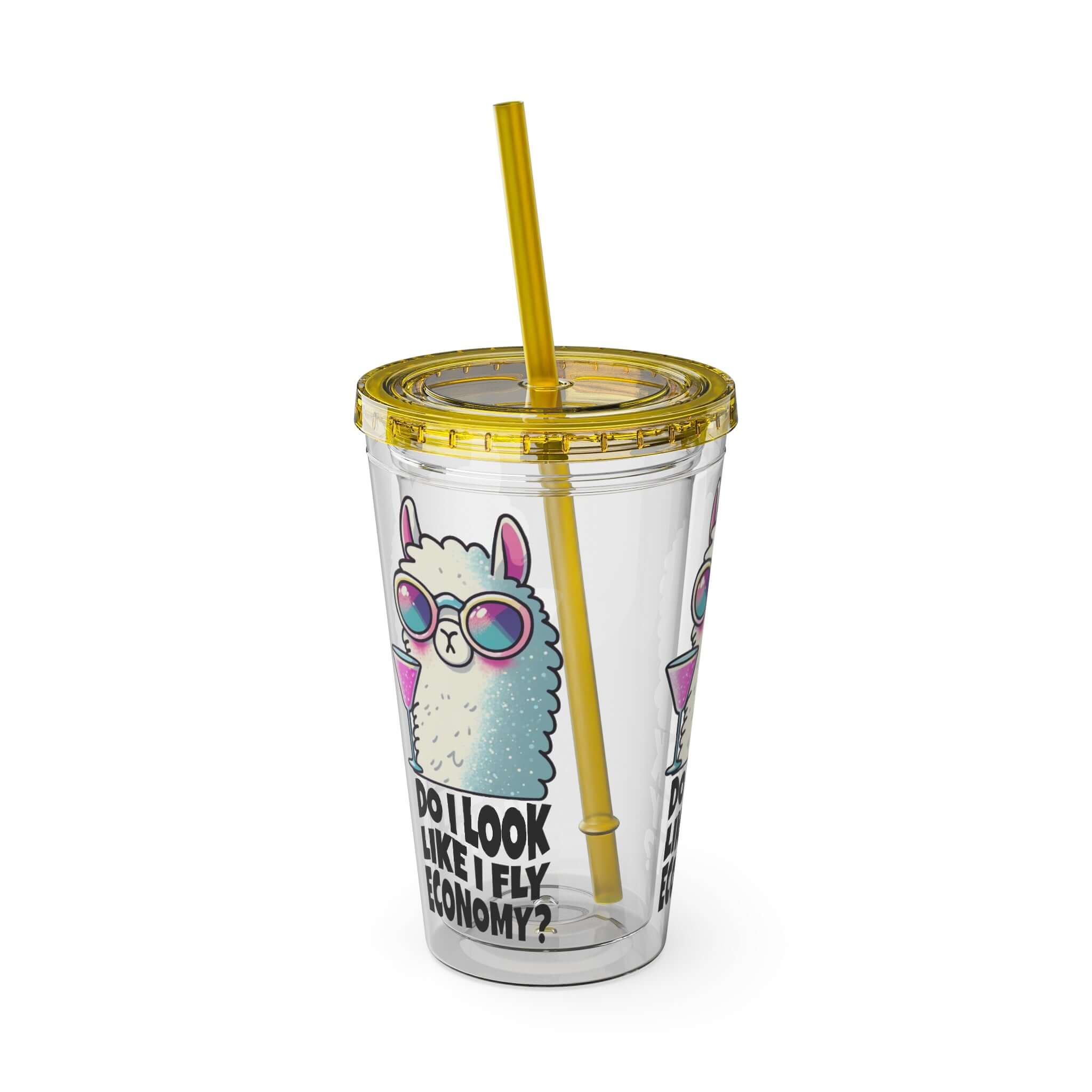 Funny Traveler Plastic Tumbler, Travel Lover, Llama Tumbler with Straw, Do I Look Like I Fly Economy | Family, Friends & Group Travel Apparel & Accessories | Travel Lifestyle Store | FrappeToGo