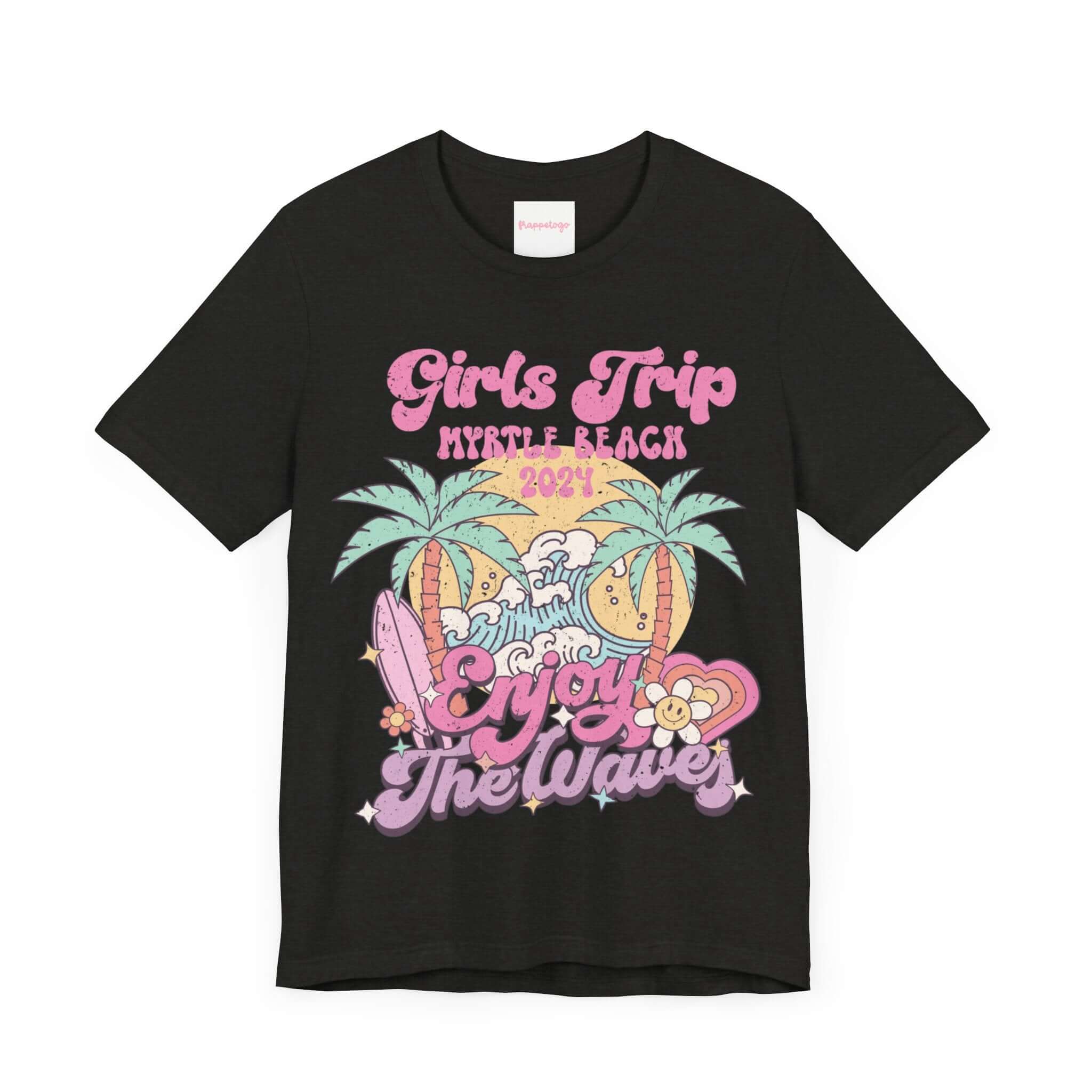 Girls Trip Myrtle Beach 2024 T-Shirt, Beach Vacation Groovy Shirt, Retro Summer, Personalized Tee | Family, Friends & Group Travel Apparel & Accessories | Travel Lifestyle Store | FrappeToGo