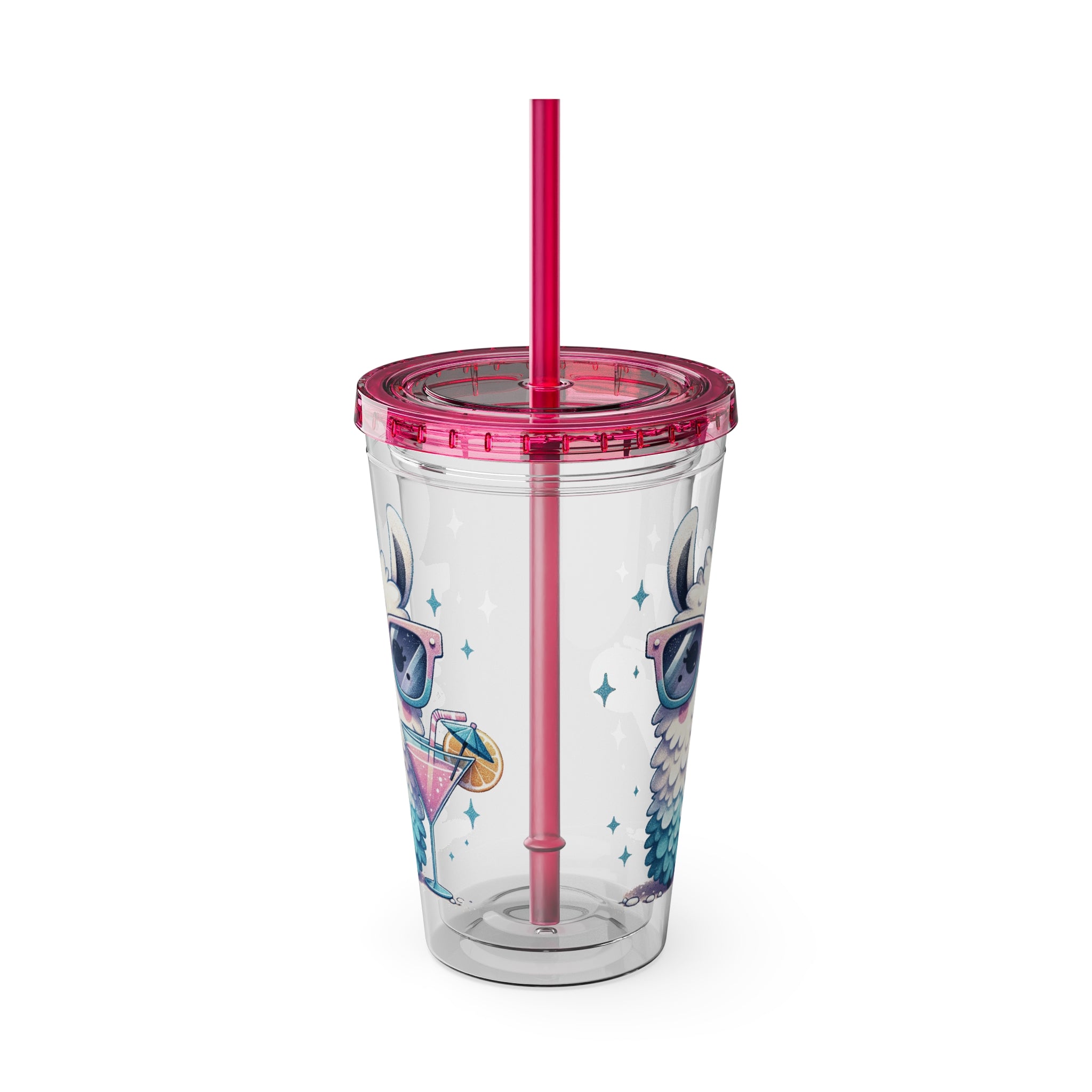 Cocktail Party Plastic Tumbler, Funny Alpaca Tumbler, Cute Llama Tumbler with Straw | Family, Friends & Group Travel Apparel & Accessories | Travel Lifestyle Store | FrappeToGo