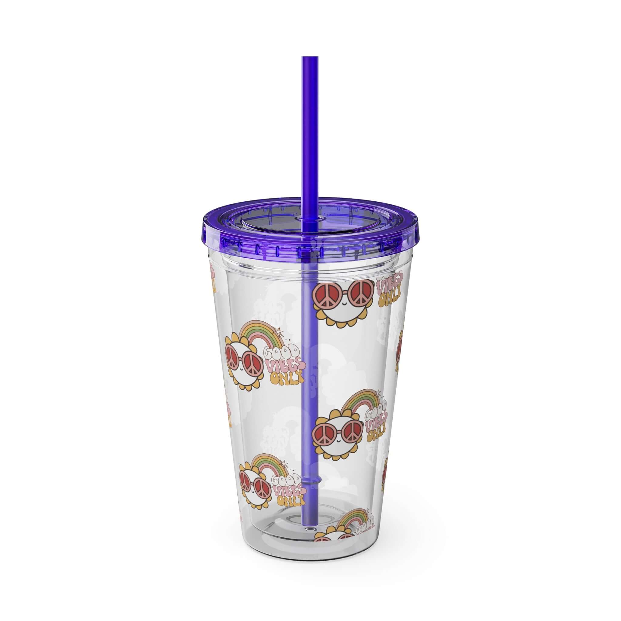 Groovy Travel Tumbler, Road Trip Summer Retro Plastic Tumbler, Good Vibes Tumbler with Straw | Family, Friends & Group Travel Apparel & Accessories | Travel Lifestyle Store | FrappeToGo