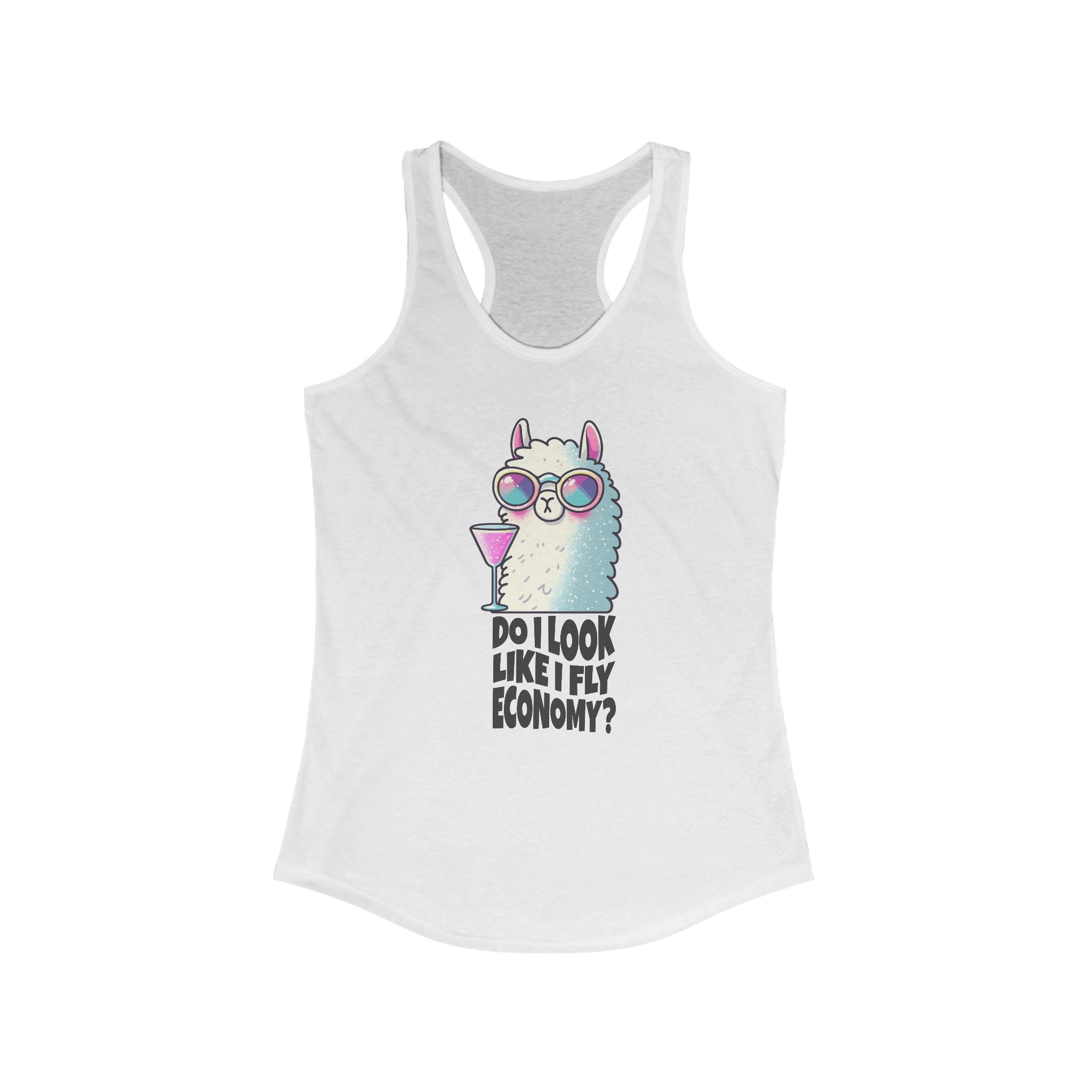 Funny Traveler Jet-Setter Tank Top, Travel Lover, Do I Look Like I Fly Economy, Llama Tank Top | Family, Friends & Group Travel Apparel & Accessories | Travel Lifestyle Store | FrappeToGo