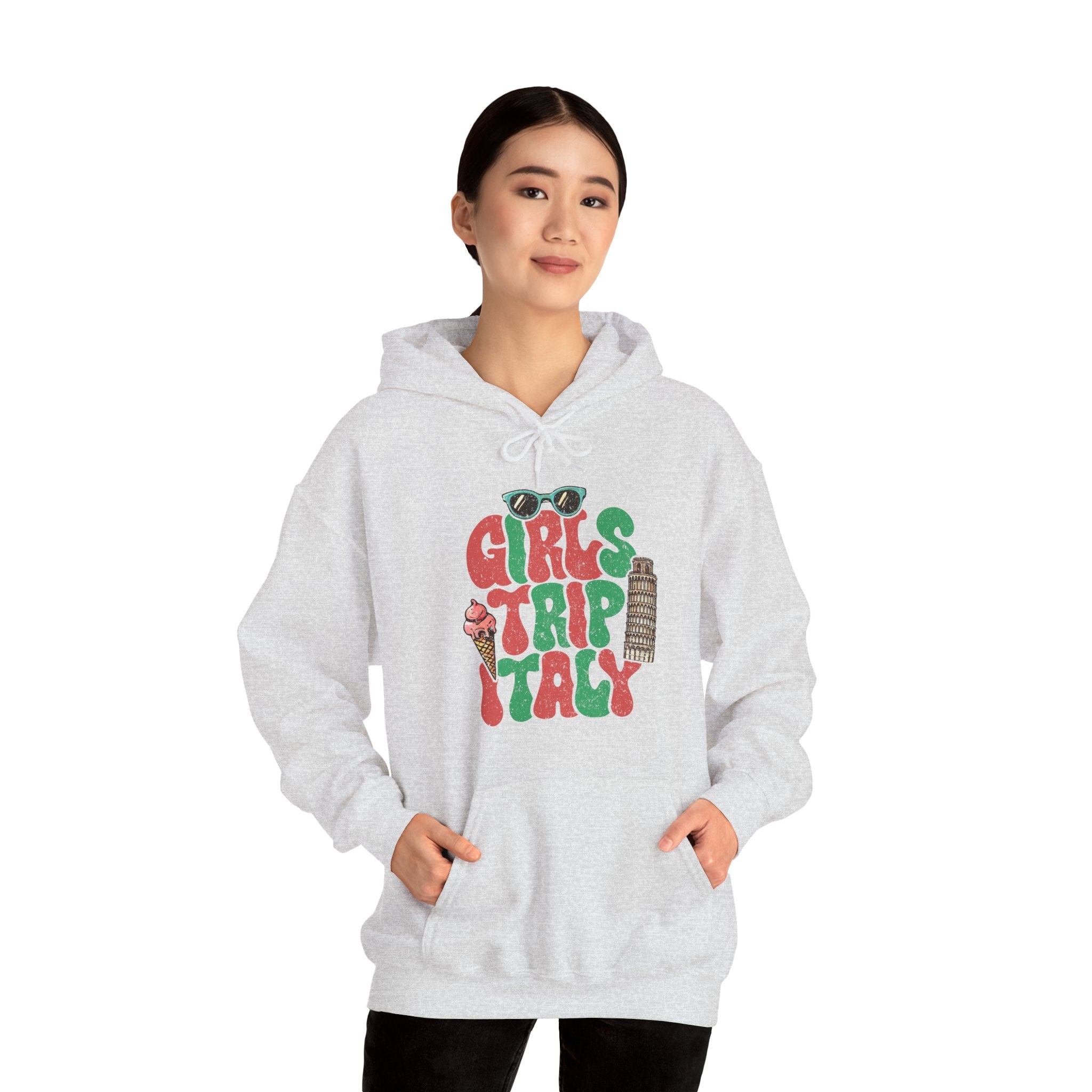 Girls Trip Italy Vacation Hoodie, Funny Group Travel Hoodie, Cute Graphic Hoodie | Family, Friends & Group Travel Apparel & Accessories | Travel Lifestyle Store | FrappeToGo