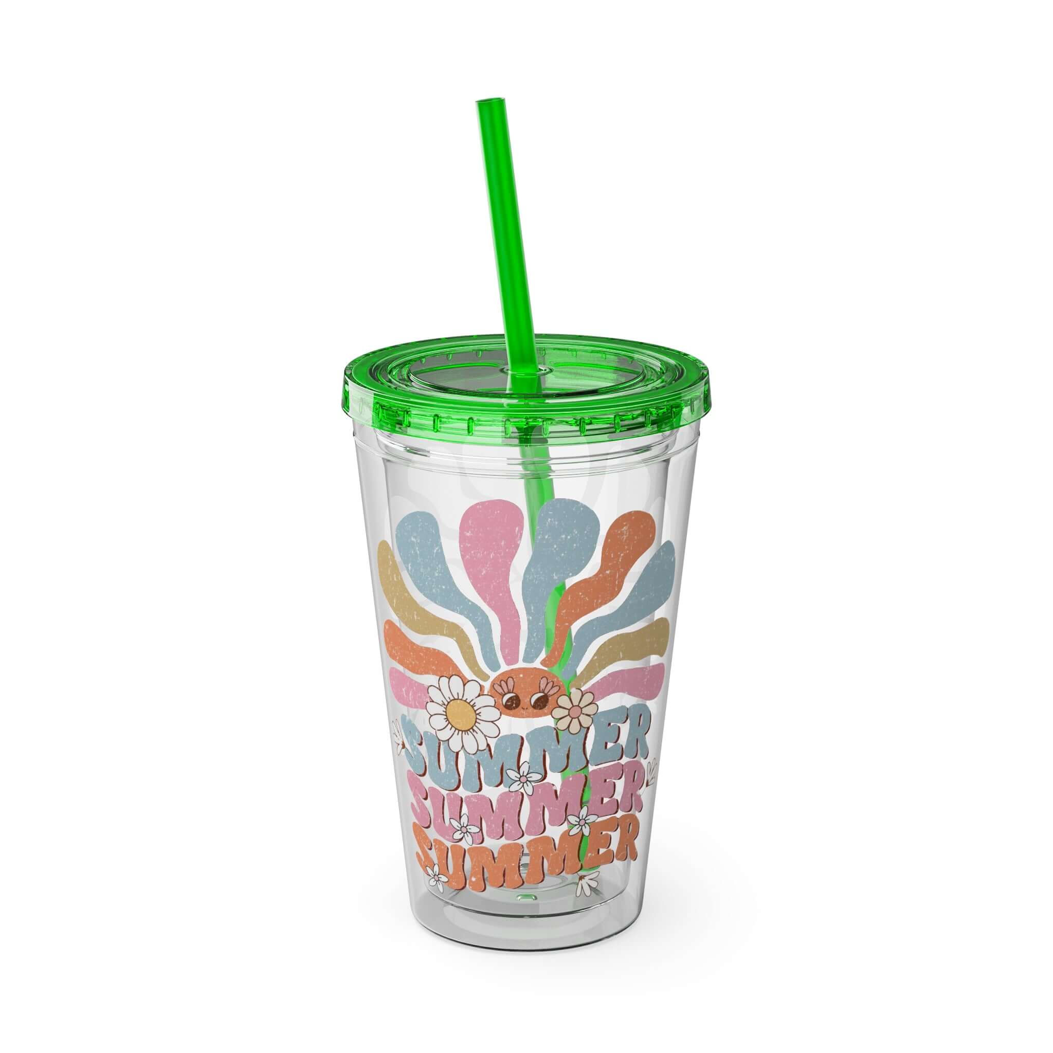 Summer Groovy Plastic Tumbler, Groovy Vibes Summer Vacation Tumbler with Straw | Family, Friends & Group Travel Apparel & Accessories | Travel Lifestyle Store | FrappeToGo