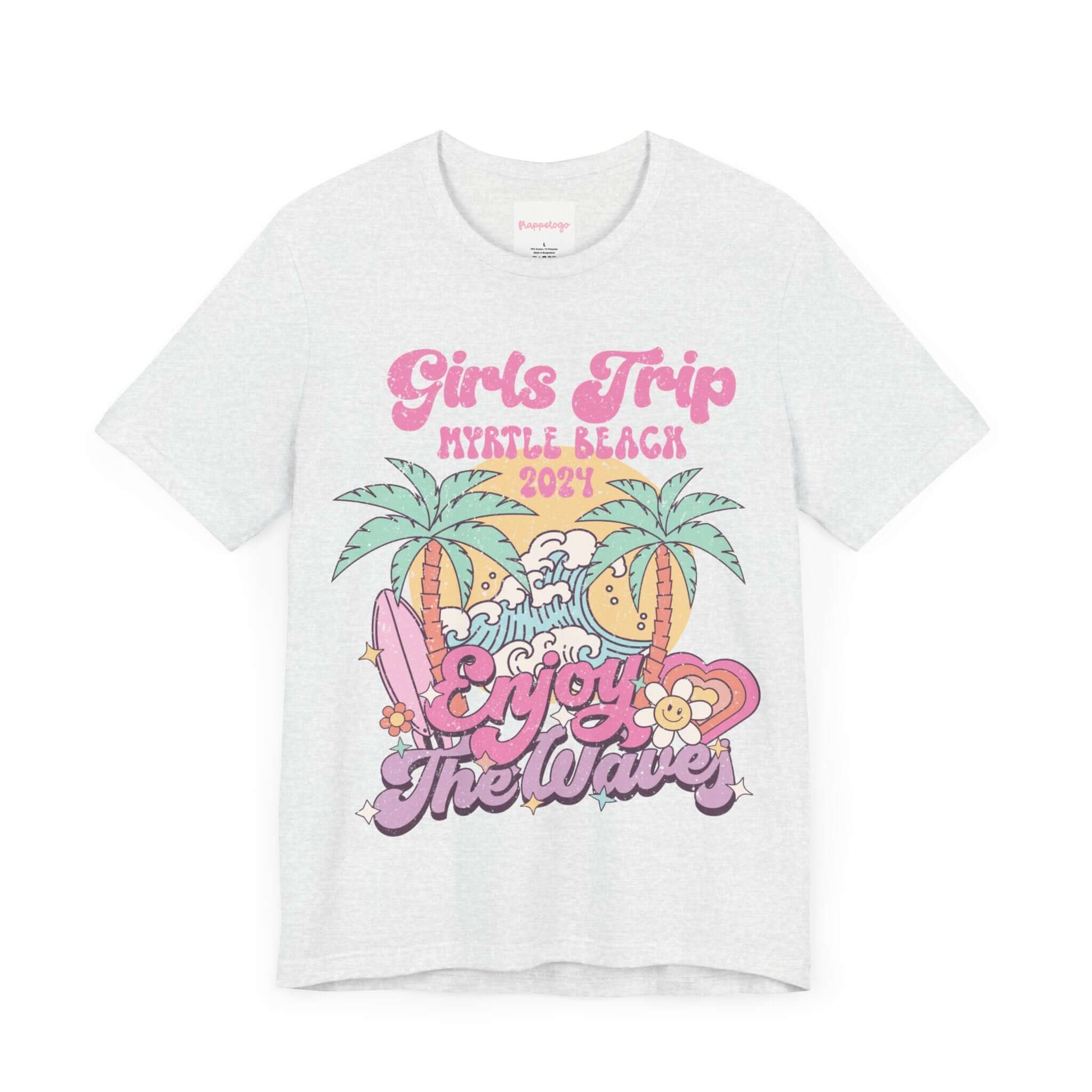 Girls Trip Myrtle Beach 2024 T-Shirt, Beach Vacation Groovy Shirt, Retro Summer, Personalized Tee | Family, Friends & Group Travel Apparel & Accessories | Travel Lifestyle Store | FrappeToGo