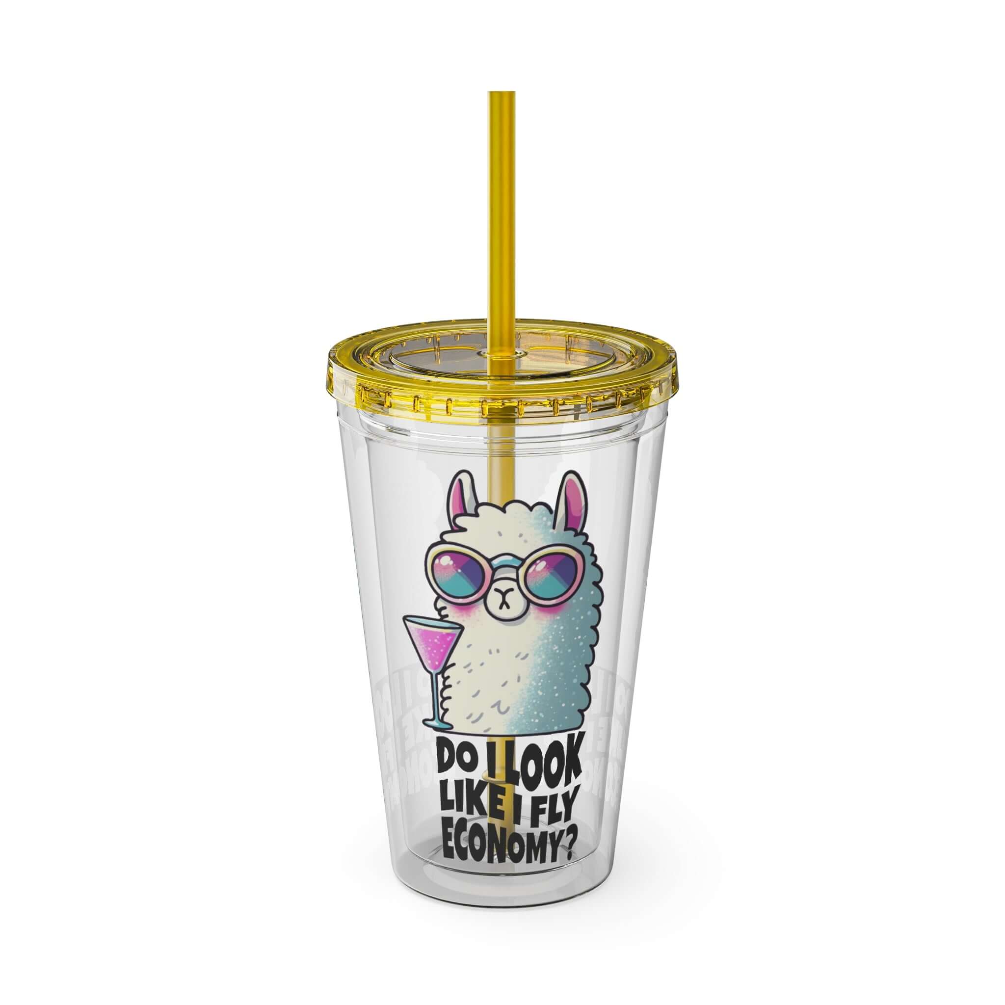 Funny Traveler Plastic Tumbler, Travel Lover, Llama Tumbler with Straw, Do I Look Like I Fly Economy | Family, Friends & Group Travel Apparel & Accessories | Travel Lifestyle Store | FrappeToGo