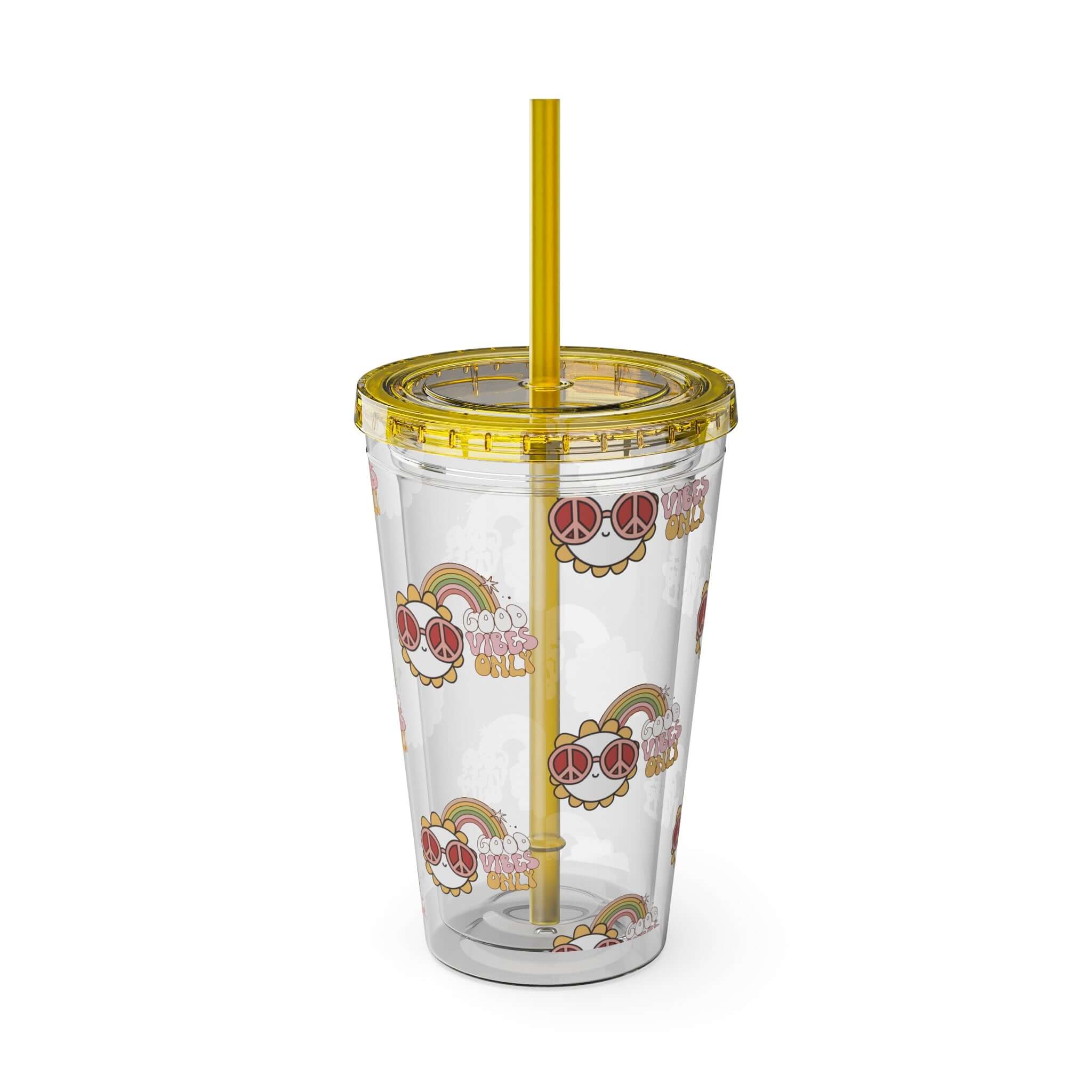 Groovy Travel Tumbler, Road Trip Summer Retro Plastic Tumbler, Good Vibes Tumbler with Straw | Family, Friends & Group Travel Apparel & Accessories | Travel Lifestyle Store | FrappeToGo