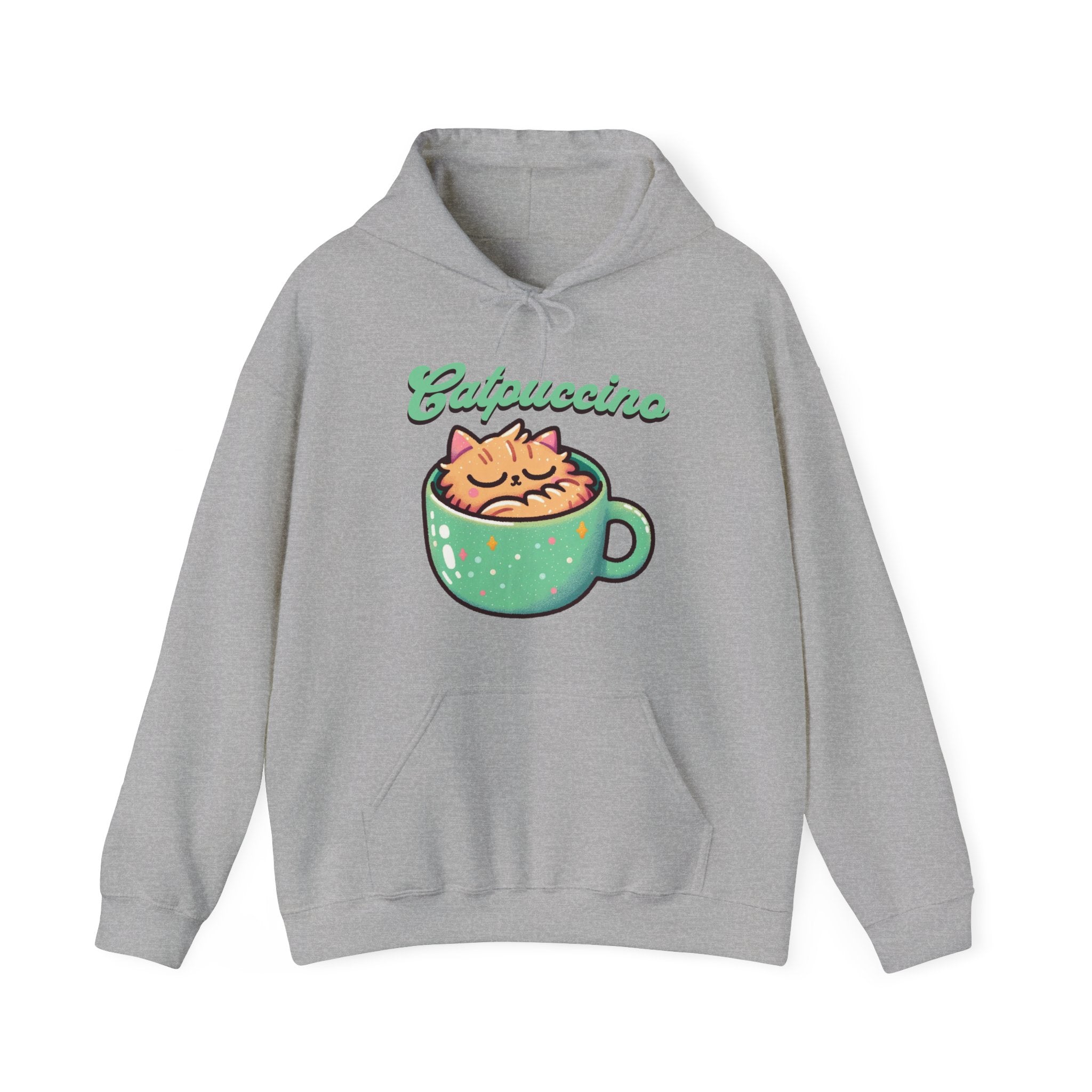 Cat and Cappuccino Lover Hoodie, Catpuccino Funny Hooded Sweatshirt | Family, Friends & Group Travel Apparel & Accessories | Travel Lifestyle Store | FrappeToGo