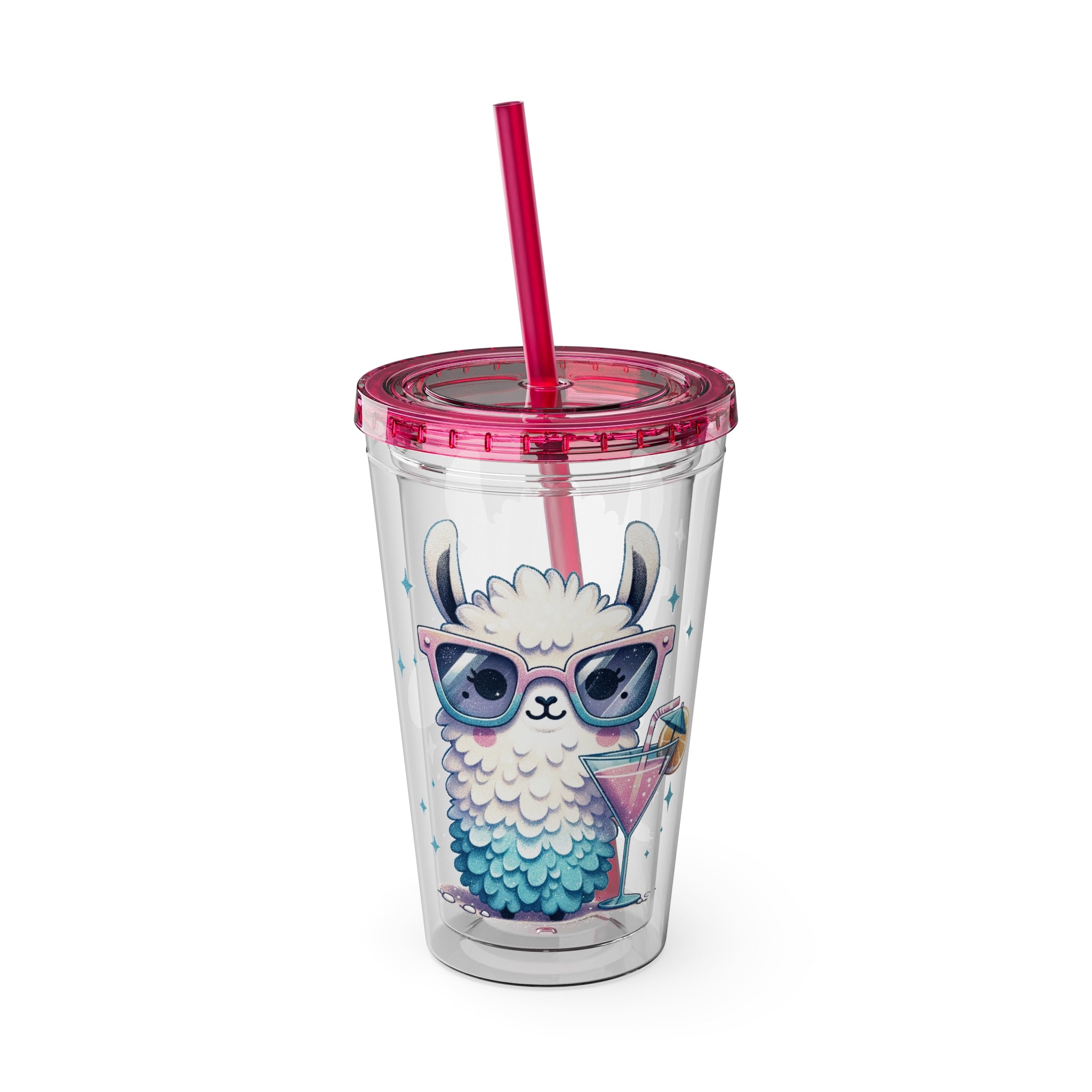 Cocktail Party Plastic Tumbler, Funny Alpaca Tumbler, Cute Llama Tumbler with Straw | Family, Friends & Group Travel Apparel & Accessories | Travel Lifestyle Store | FrappeToGo