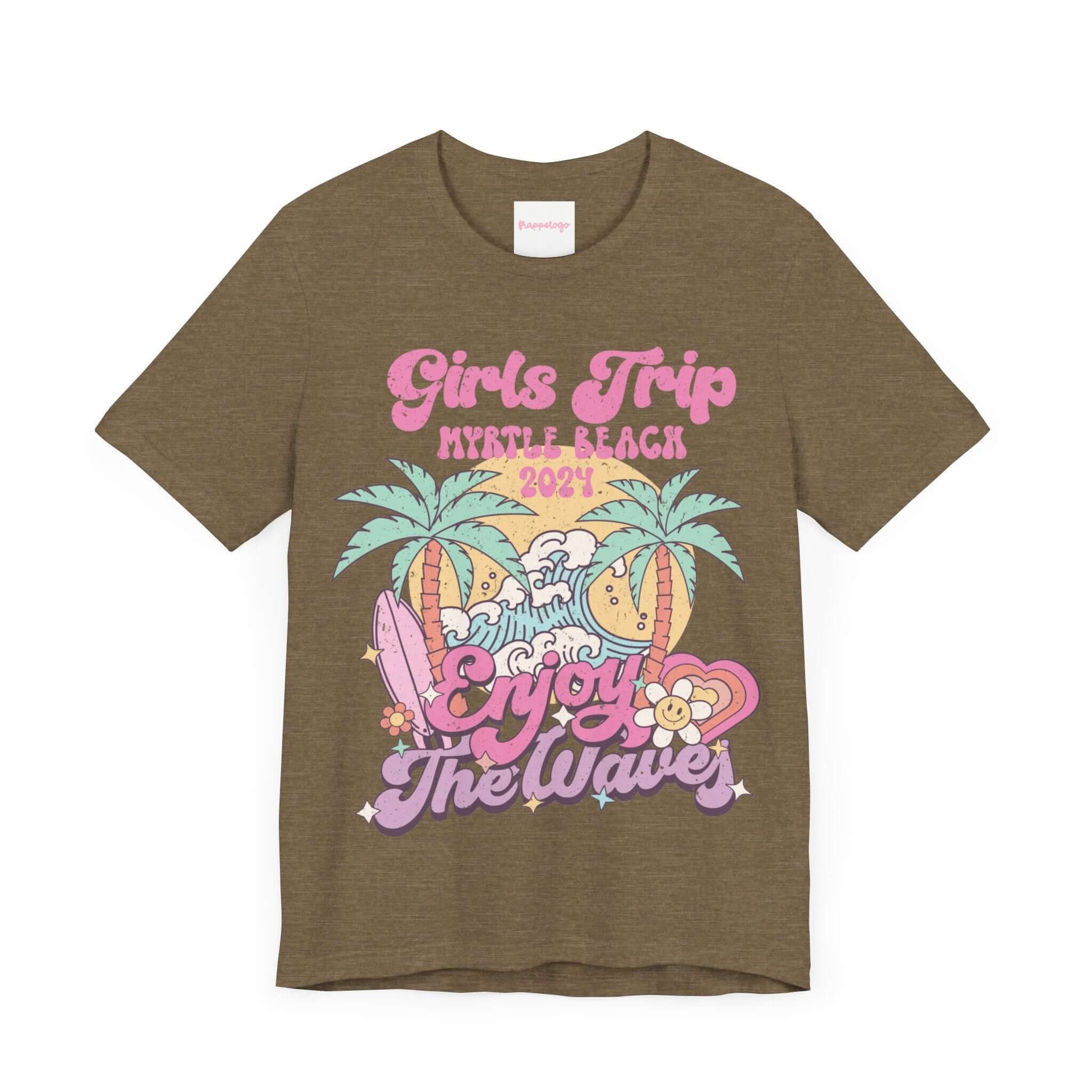 Girls Trip Myrtle Beach 2024 T-Shirt, Beach Vacation Groovy Shirt, Retro Summer, Personalized Tee | Family, Friends & Group Travel Apparel & Accessories | Travel Lifestyle Store | FrappeToGo