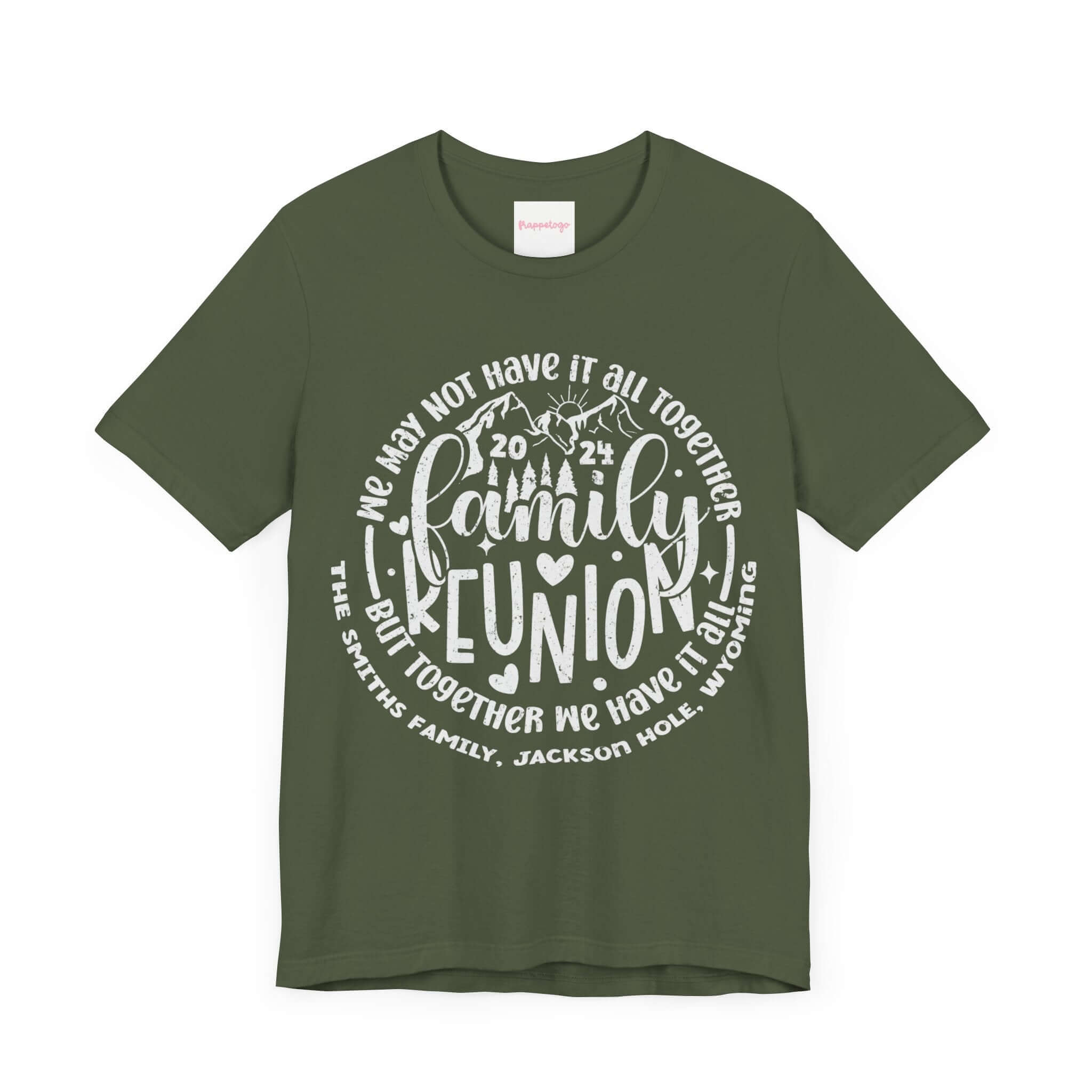 Family Reunion Wyoming Mountain Vacation Lodging Travel 2024 T-Shirt, National Park Camping Shirt, Personalized, Custom Family Name | Family, Friends & Group Travel Apparel & Accessories | Travel Lifestyle Store | FrappeToGo