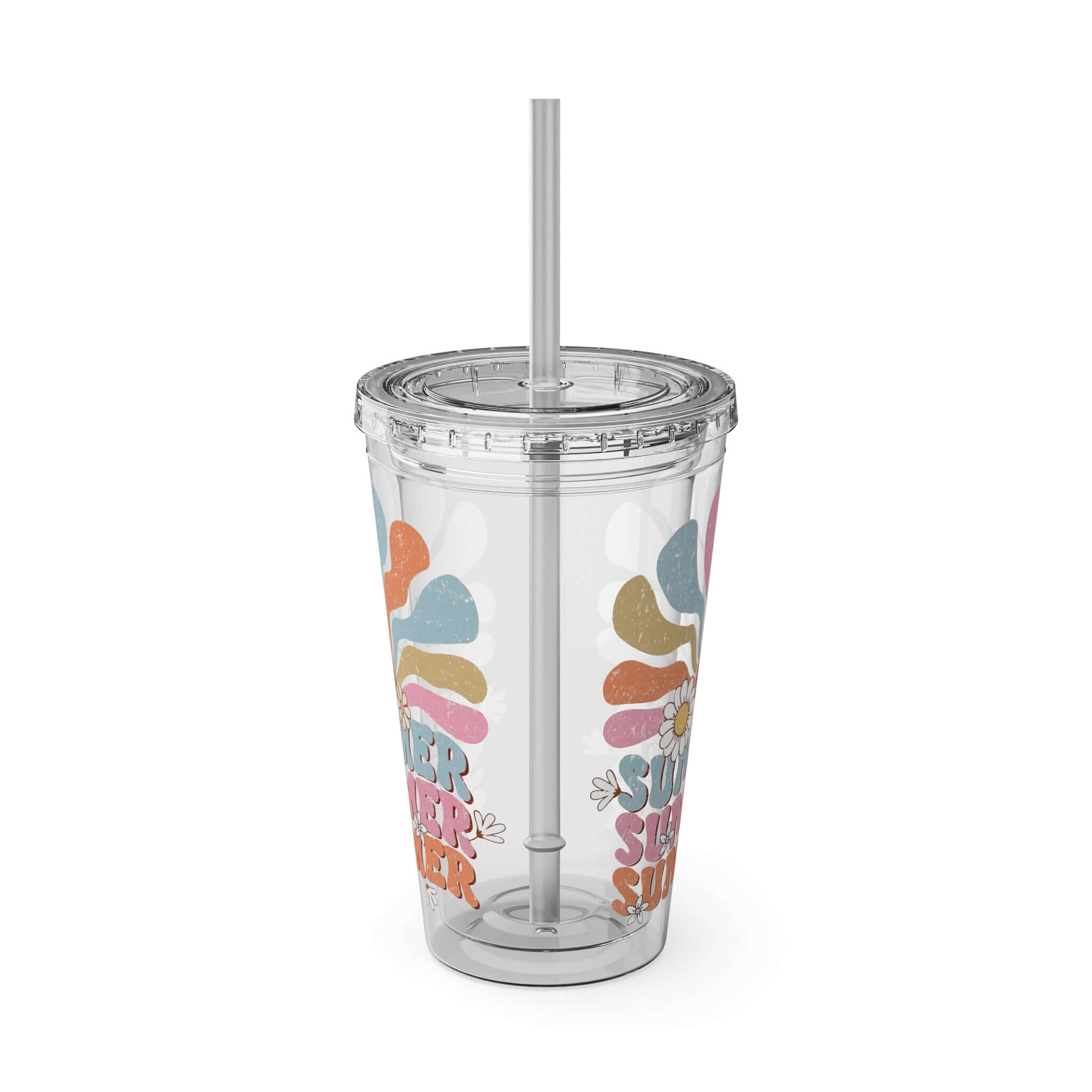 Summer Groovy Plastic Tumbler, Groovy Vibes Summer Vacation Tumbler with Straw | Family, Friends & Group Travel Apparel & Accessories | Travel Lifestyle Store | FrappeToGo